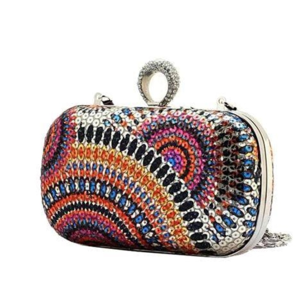 Sequin Clutch Rhinstone Finger Ring Bag